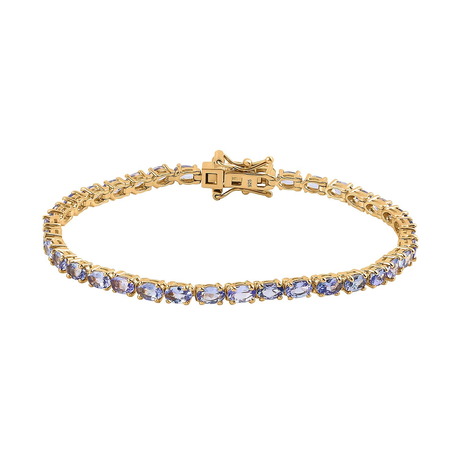 Tanzanite Bracelet (Size - 7.5) in 14K Gold Overlay Sterling Silver 8.73 Ct, Silver Wt. 8.64 Gms