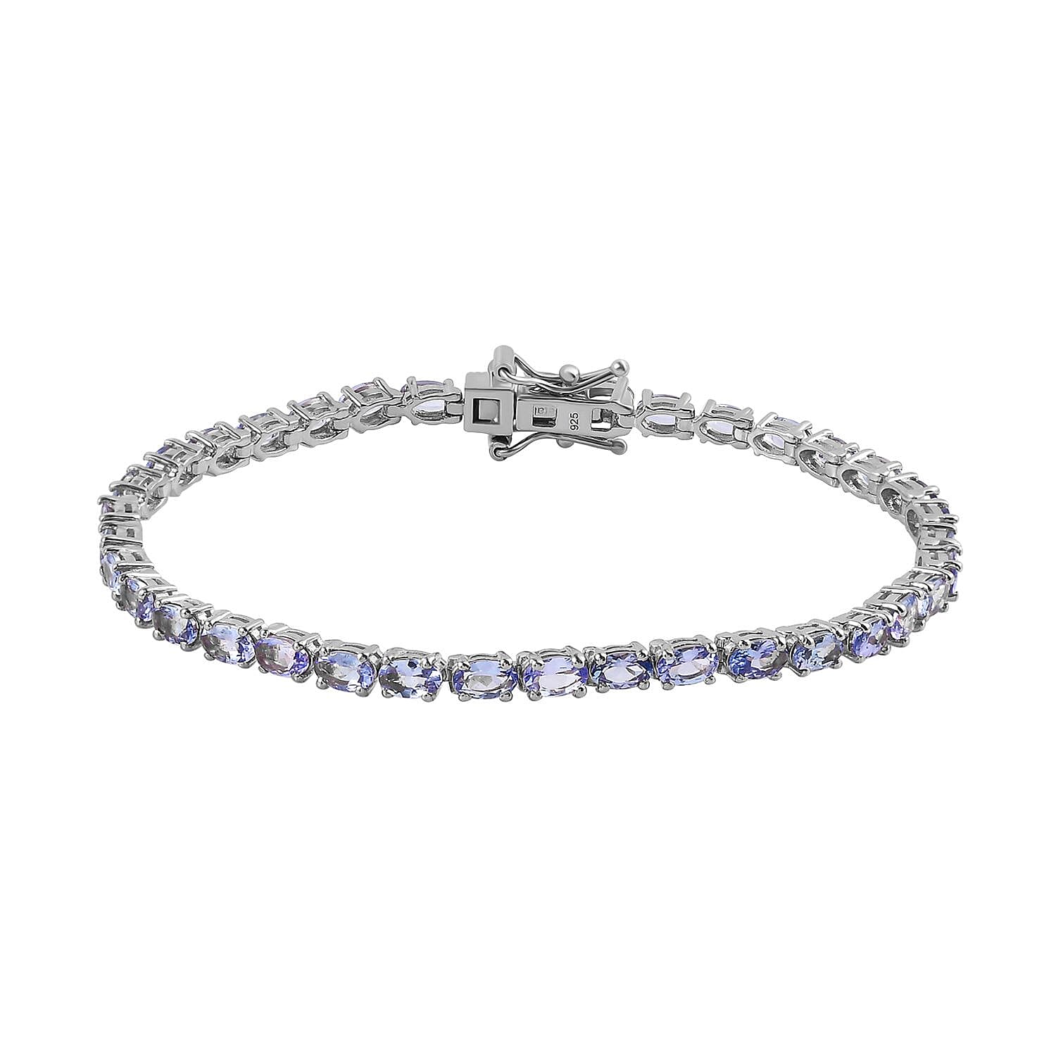 Tanzanite Bracelet (Size - 7.5) in Platinum Overlay Sterling Silver 8.72Ct, Silver Wt. 8.65 Gms
