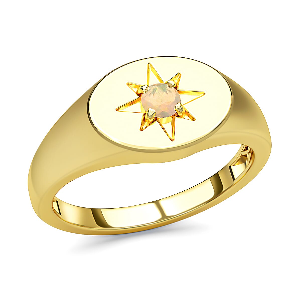 Ethiopian Welo Opal Ring in 14K Gold Overlay Sterling Silver.