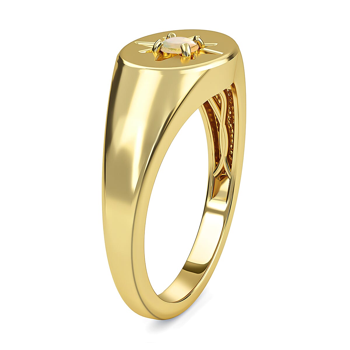 Ethiopian Welo Opal Ring in 14K Gold Overlay Sterling Silver.