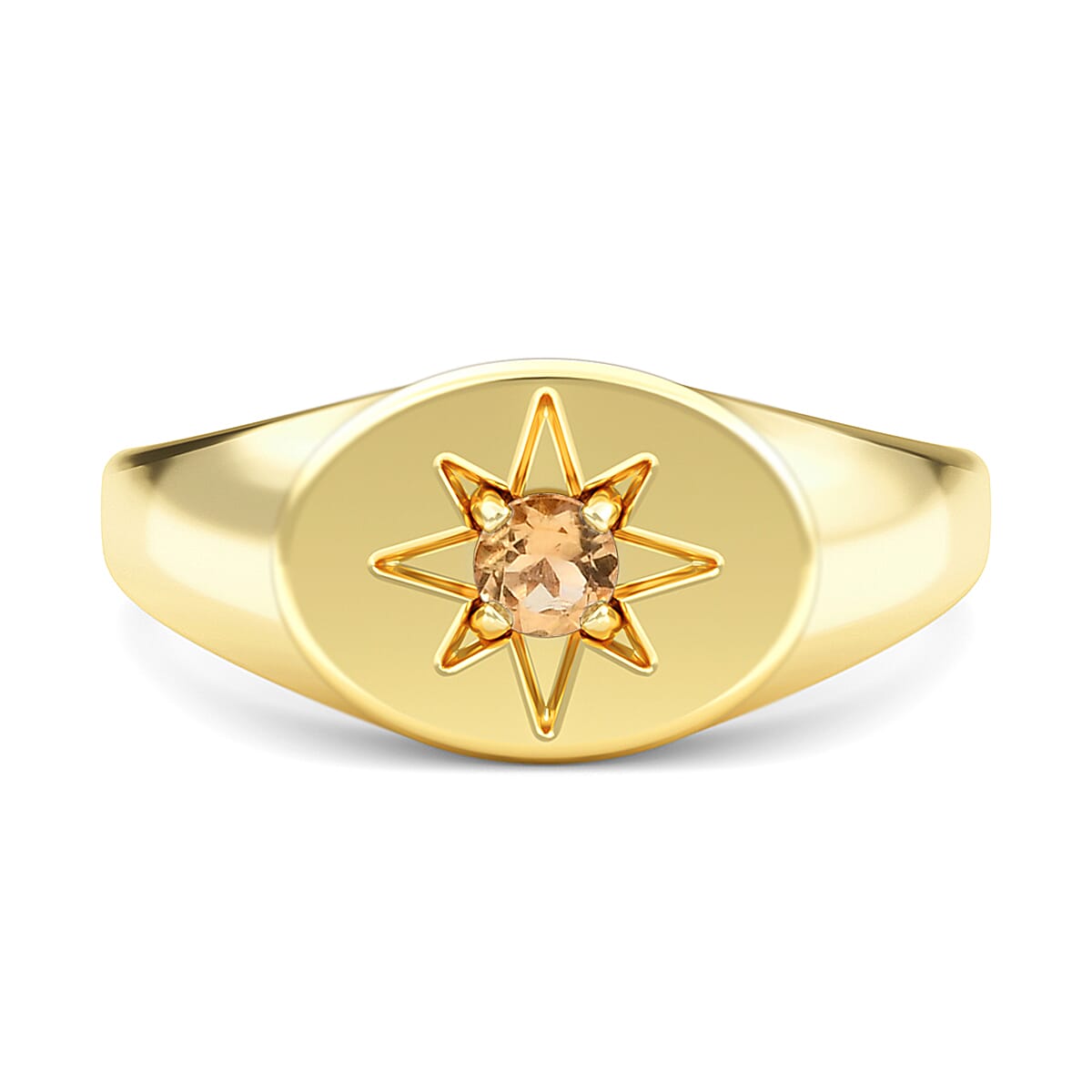 Citrine Solitaire Ring in Yellow Gold Overlay Sterling Silver