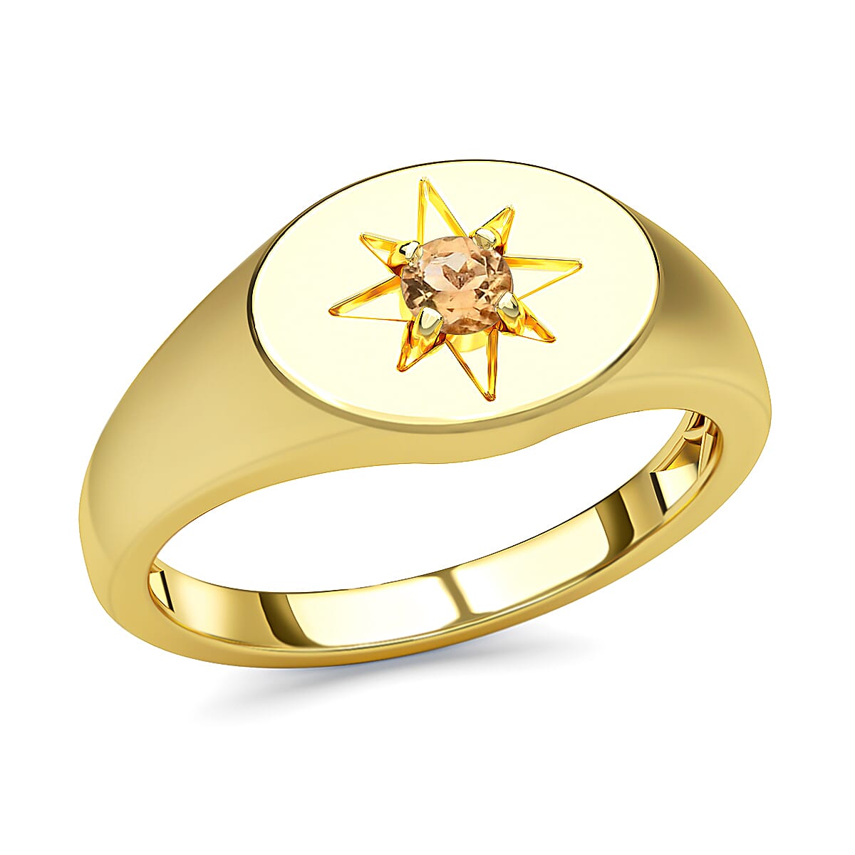 Citrine Solitaire Ring in Yellow Gold Overlay Sterling Silver