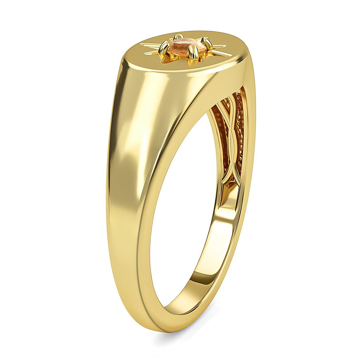 Citrine Solitaire Ring in Yellow Gold Overlay Sterling Silver