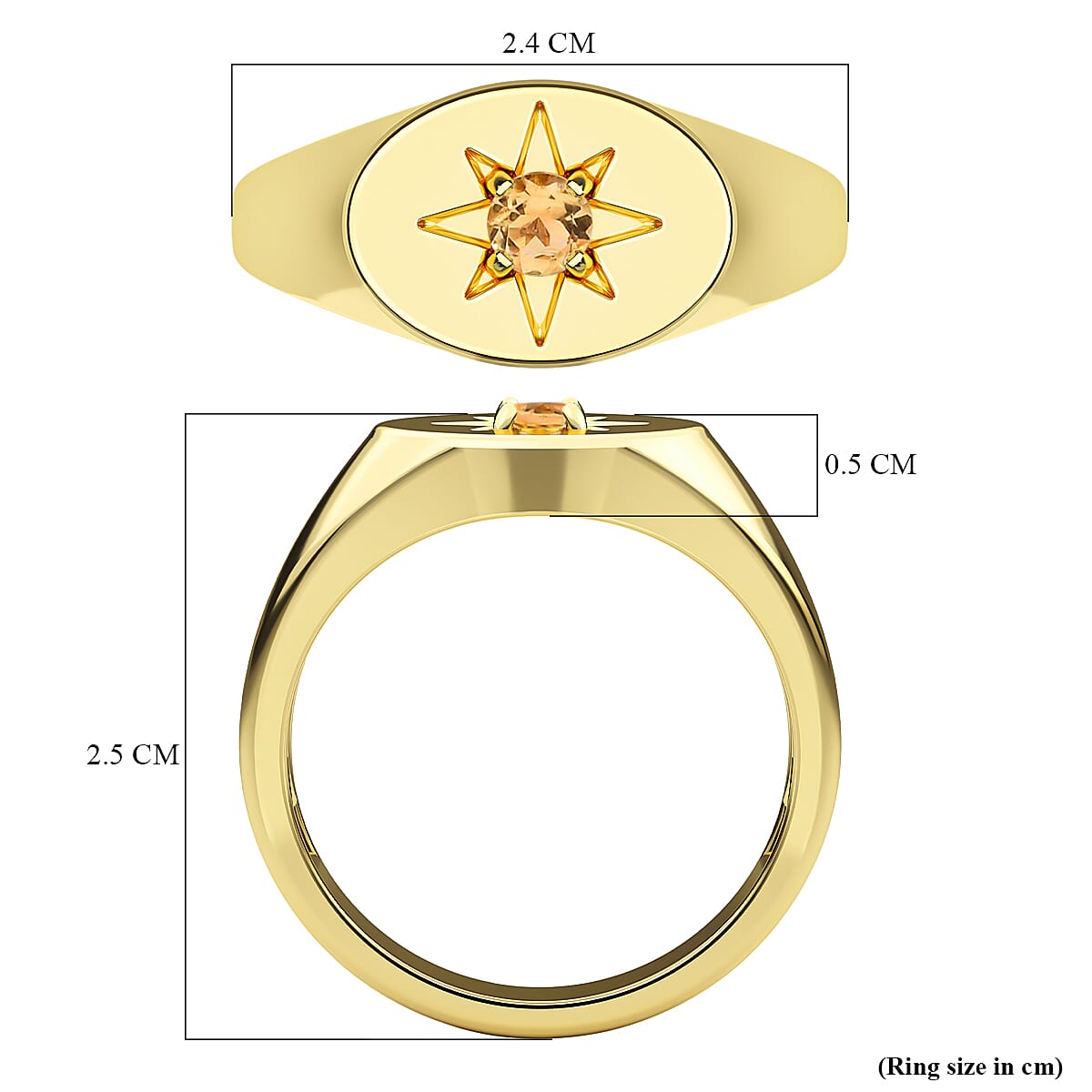 Citrine Solitaire Ring in Yellow Gold Overlay Sterling Silver