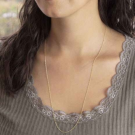 9K Yellow Gold Diamond Cut Figaro Chain 24 Inch