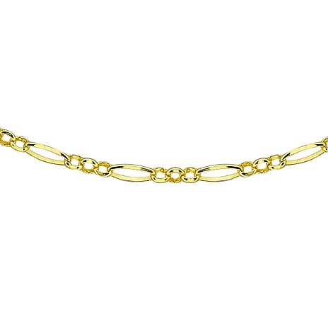 9K Yellow Gold 2.5mm Diamond Cut Figaro Belcher Chain 18 Inch