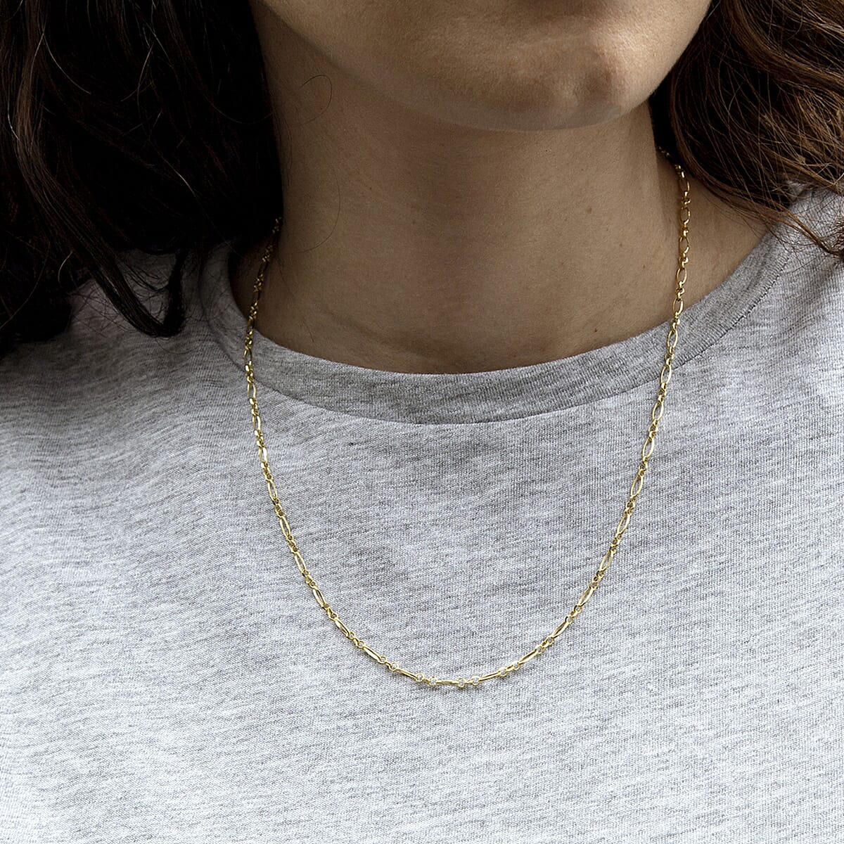 9K Yellow Gold 2.5mm Diamond Cut Figaro Belcher Chain 18 Inch