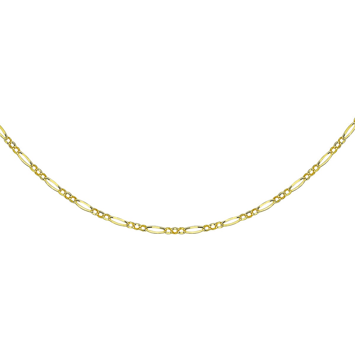9K Yellow Gold 2.5mm Diamond Cut Figaro Belcher Chain 18 Inch