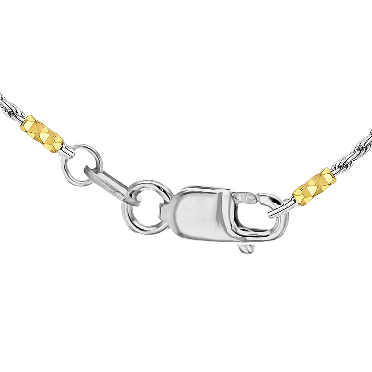 9K Two Colour Gold 1.5mm Diamond Cut Bar And Rope Chain 18 Inch