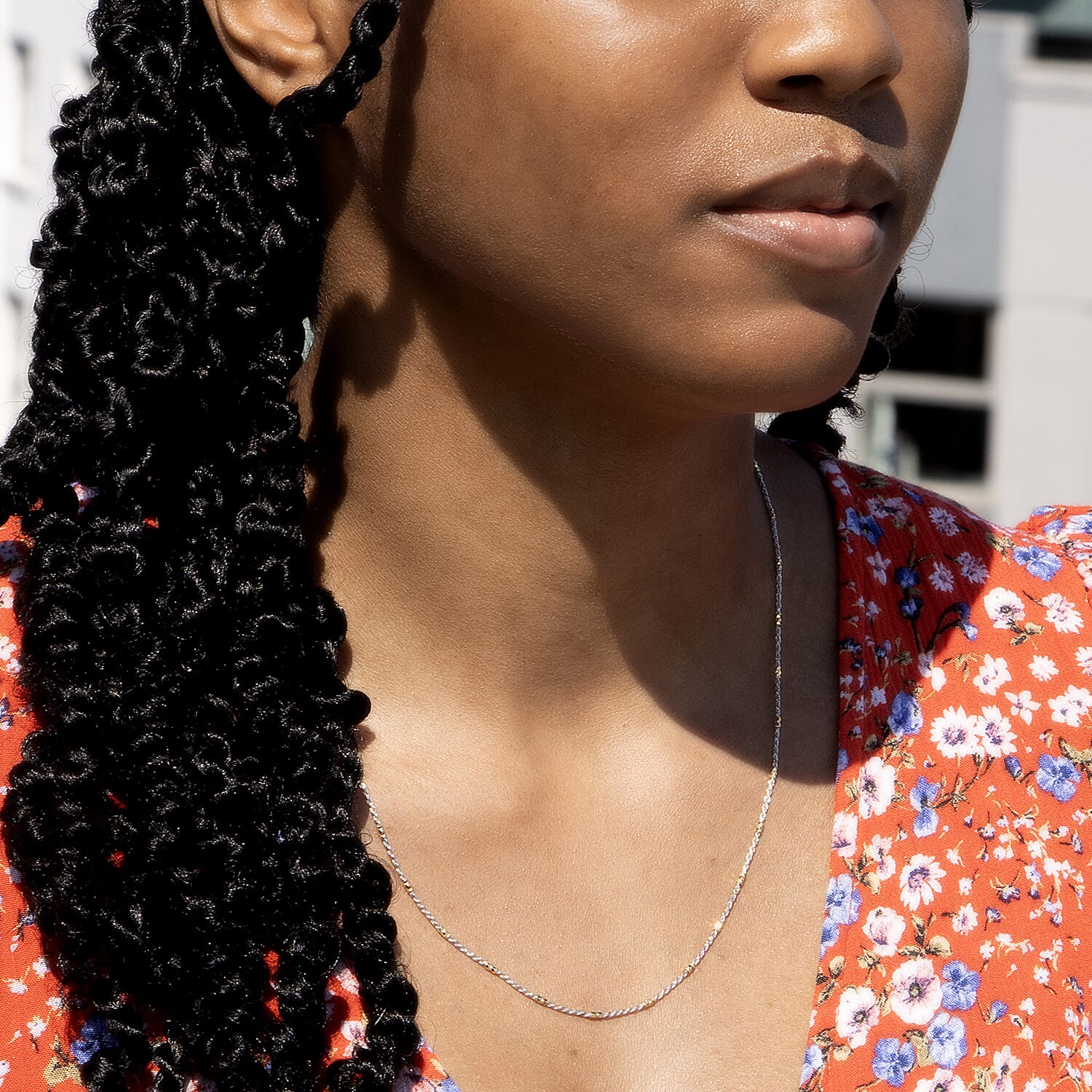 9K Two Colour Gold 1.5mm Diamond Cut Bar And Rope Chain 20 Inch