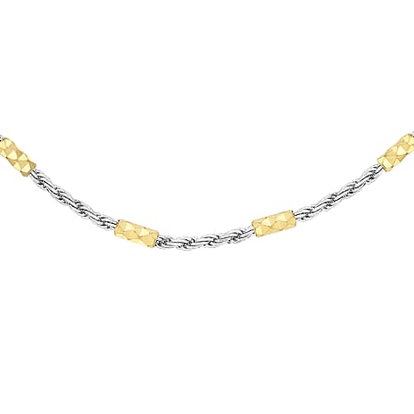 9K Two Colour Gold 1.5mm Diamond Cut Bar And Rope Chain 20 Inch 9K Two Colour Gold 1.5mm Diamond Cut Bar And Rope Chain 20 Inch