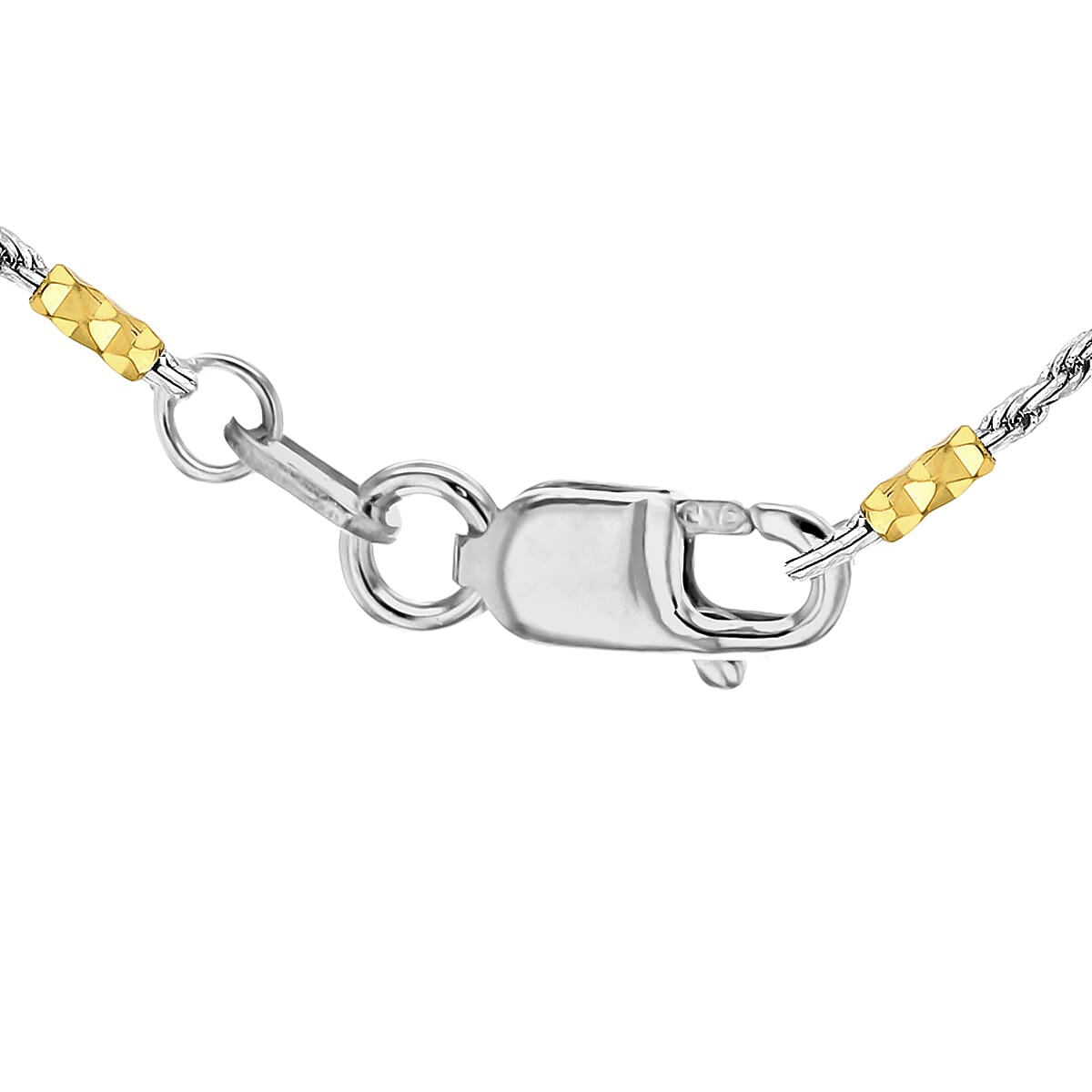 9K Two Colour Gold 1.5mm Diamond Cut Bar And Rope Chain 20 Inch