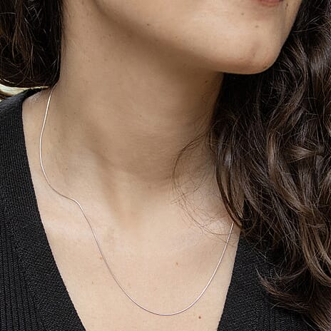 18K White Gold Round Snake Chain 18 Inch