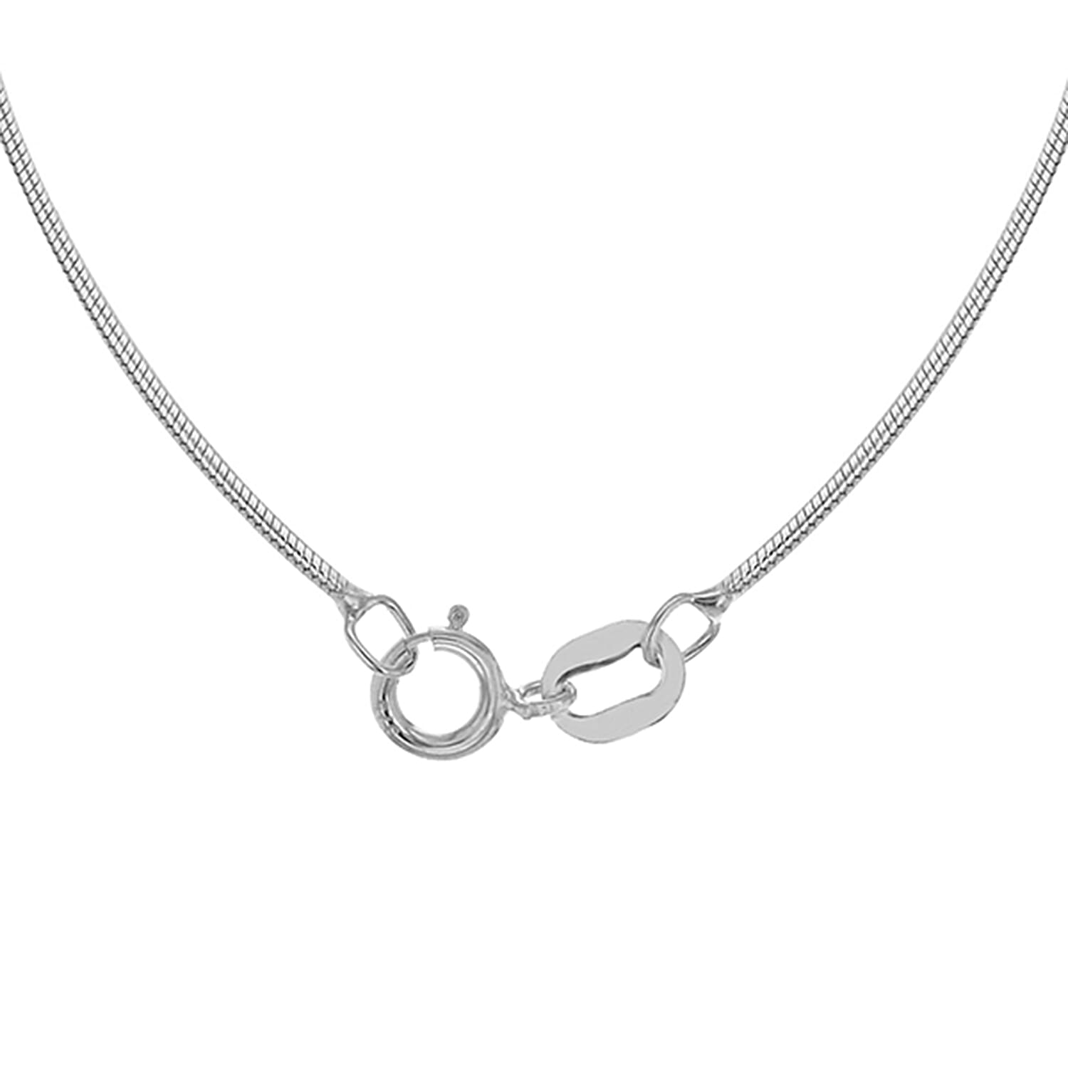 18K White Gold Round Snake Chain 18 Inch