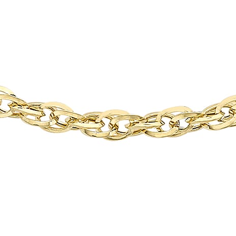 9K Yellow Gold Diamond Cut Prince Of Wales Chain 18 Inch