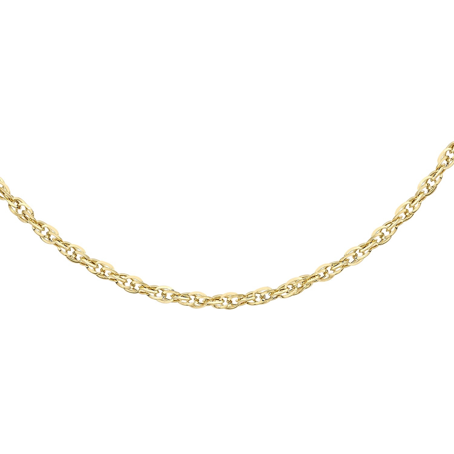 9K Yellow Gold Diamond Cut Prince Of Wales Chain 18 Inch