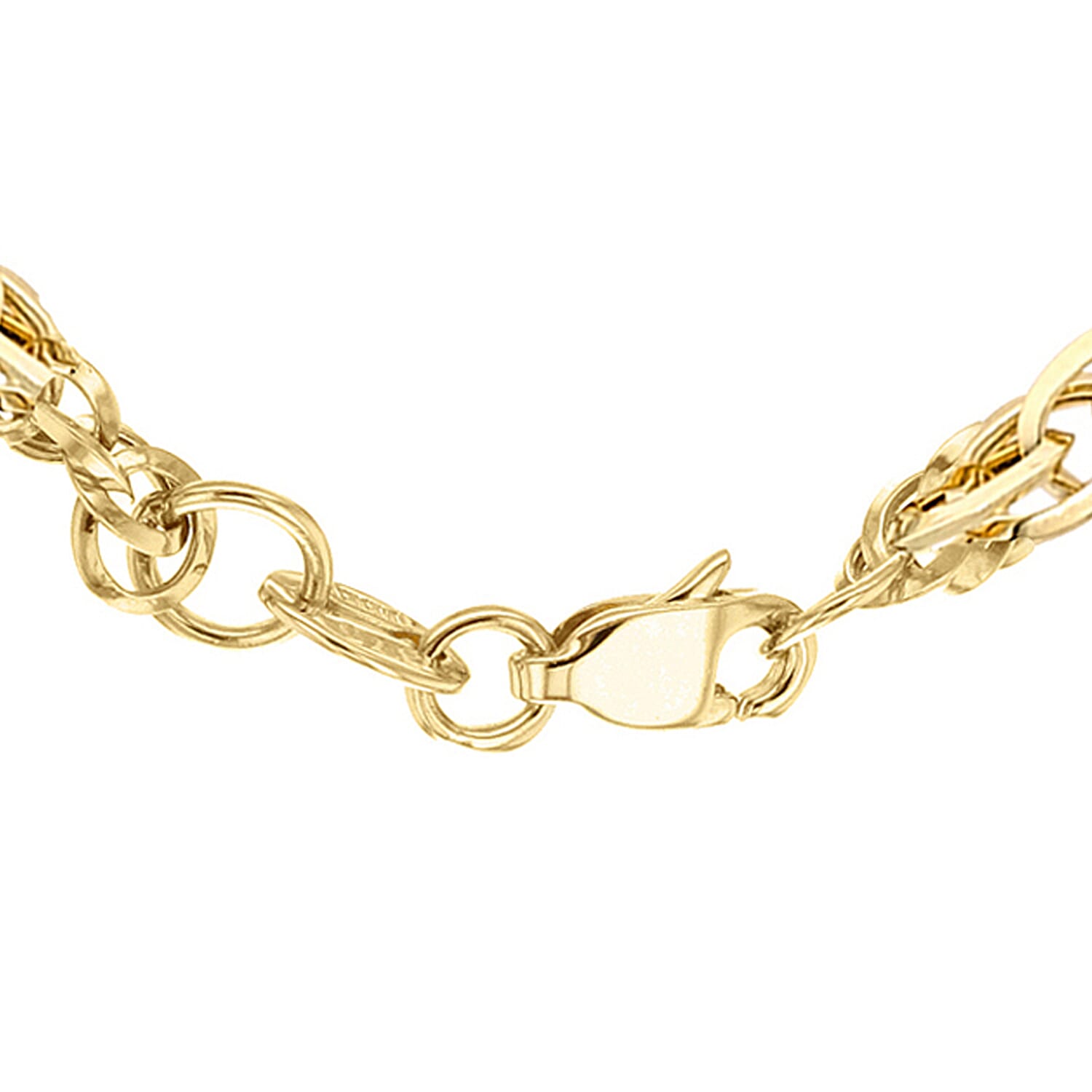9K Yellow Gold Diamond Cut Prince Of Wales Chain 18 Inch