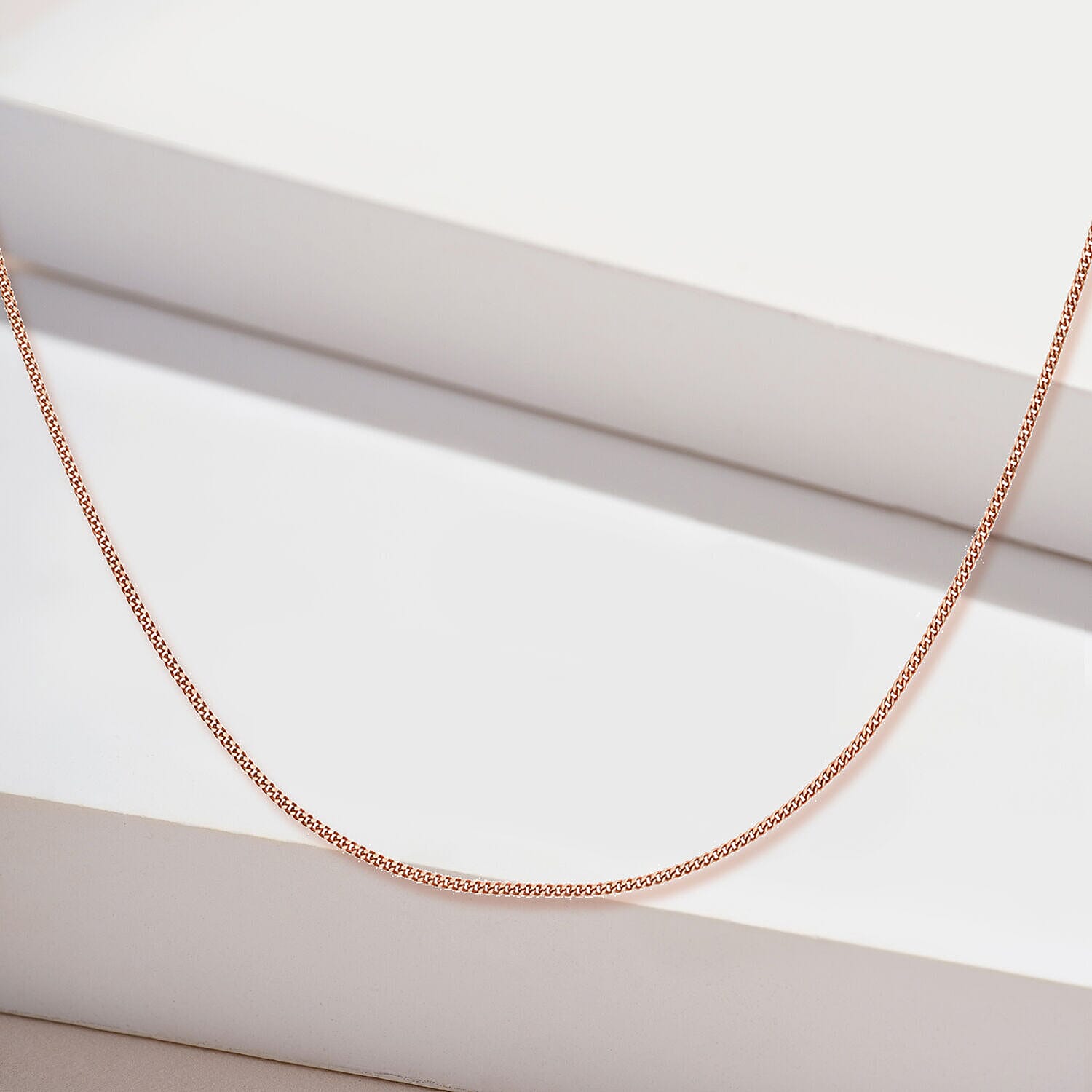 18K Rose Gold Diamond Cut Curb Chain 20 Inch