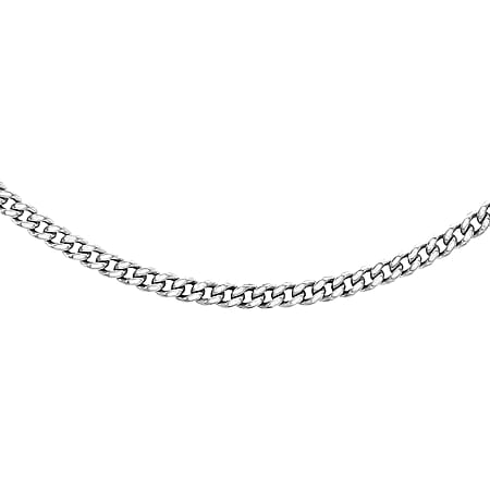 ILIANA 18K White Gold 1.4mm Diamond Cut Curb Chain 18 Inch