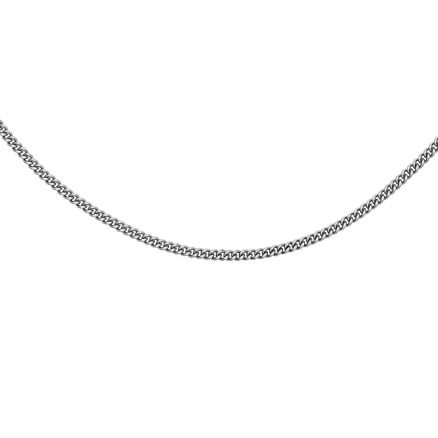 18K White Gold 1.4mm Diamond Cut Curb Chain 18 Inch