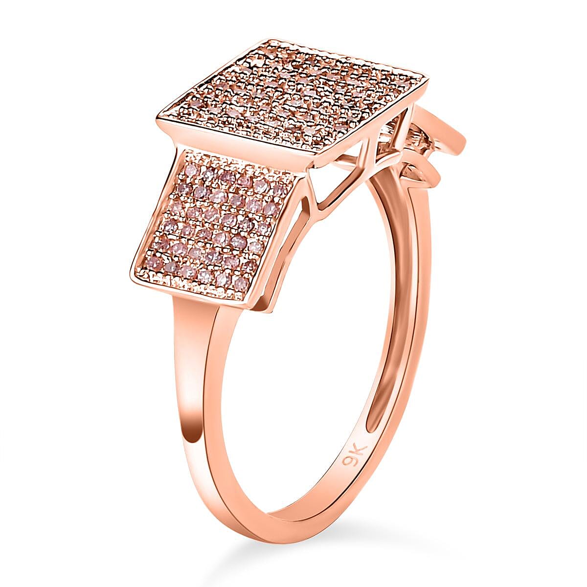 9K Rose Gold SGL Certified Natural Pink Diamond Ring 0.50 Ct.