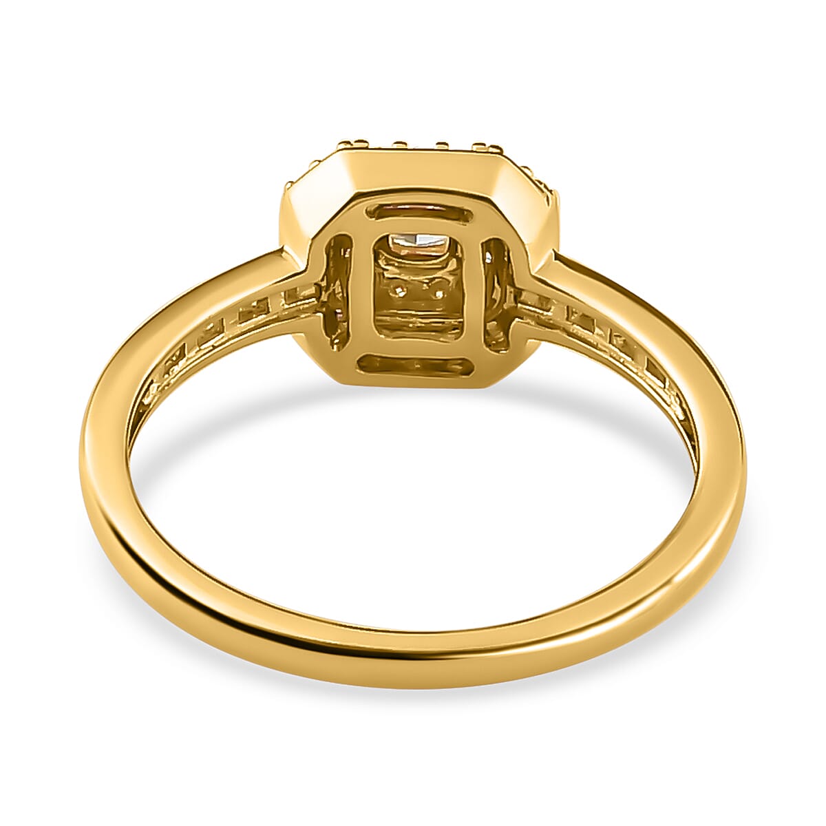 14K Yellow Gold SGL Certified Natural Yellow Diamond (SI-I1) and White Diamond (I1-I2-G-H) Halo Ring 0.50 Ct