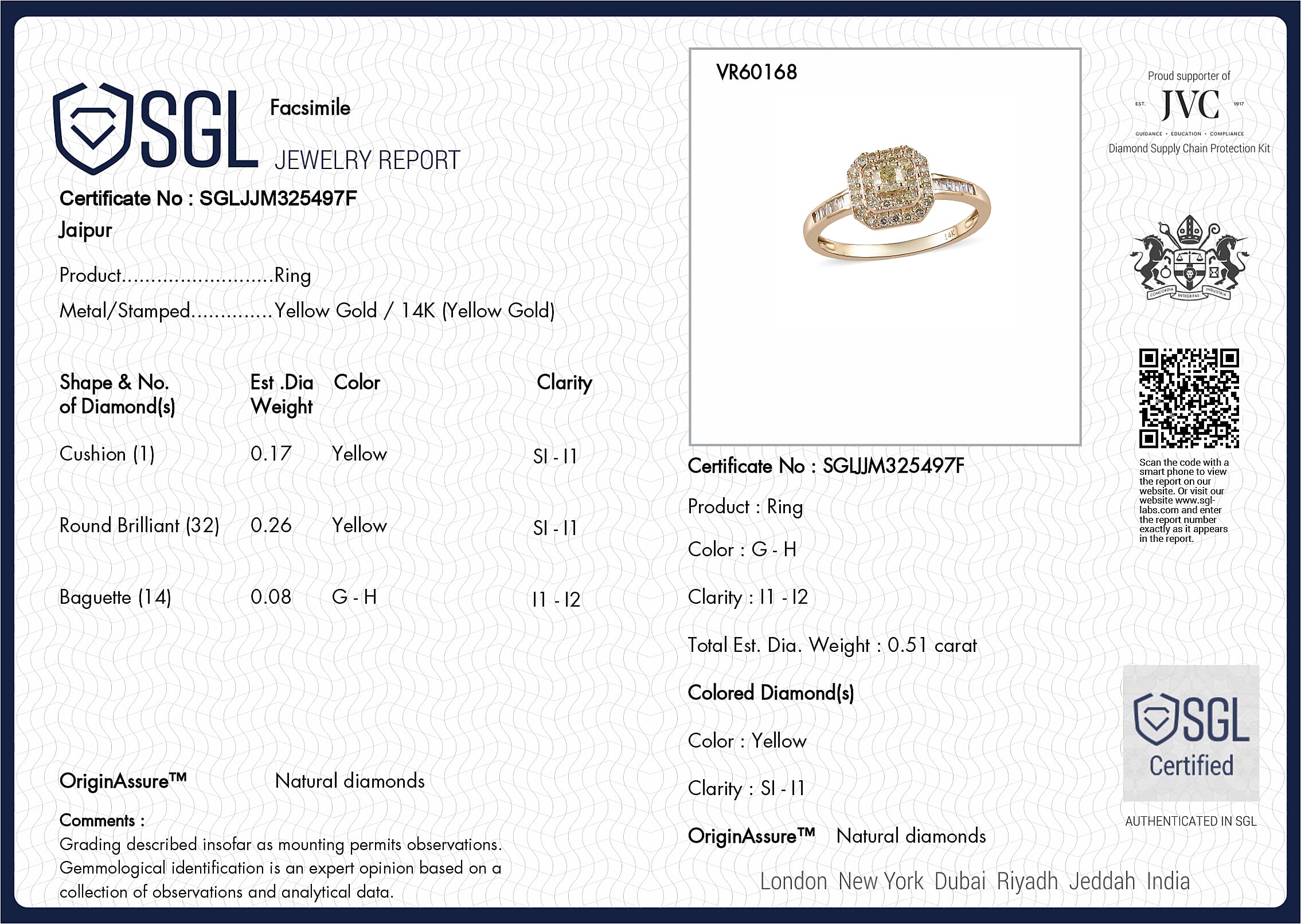 14K Yellow Gold SGL Certified Natural Yellow Diamond (SI-I1) and White Diamond (I1-I2-G-H) Halo Ring 0.50 Ct