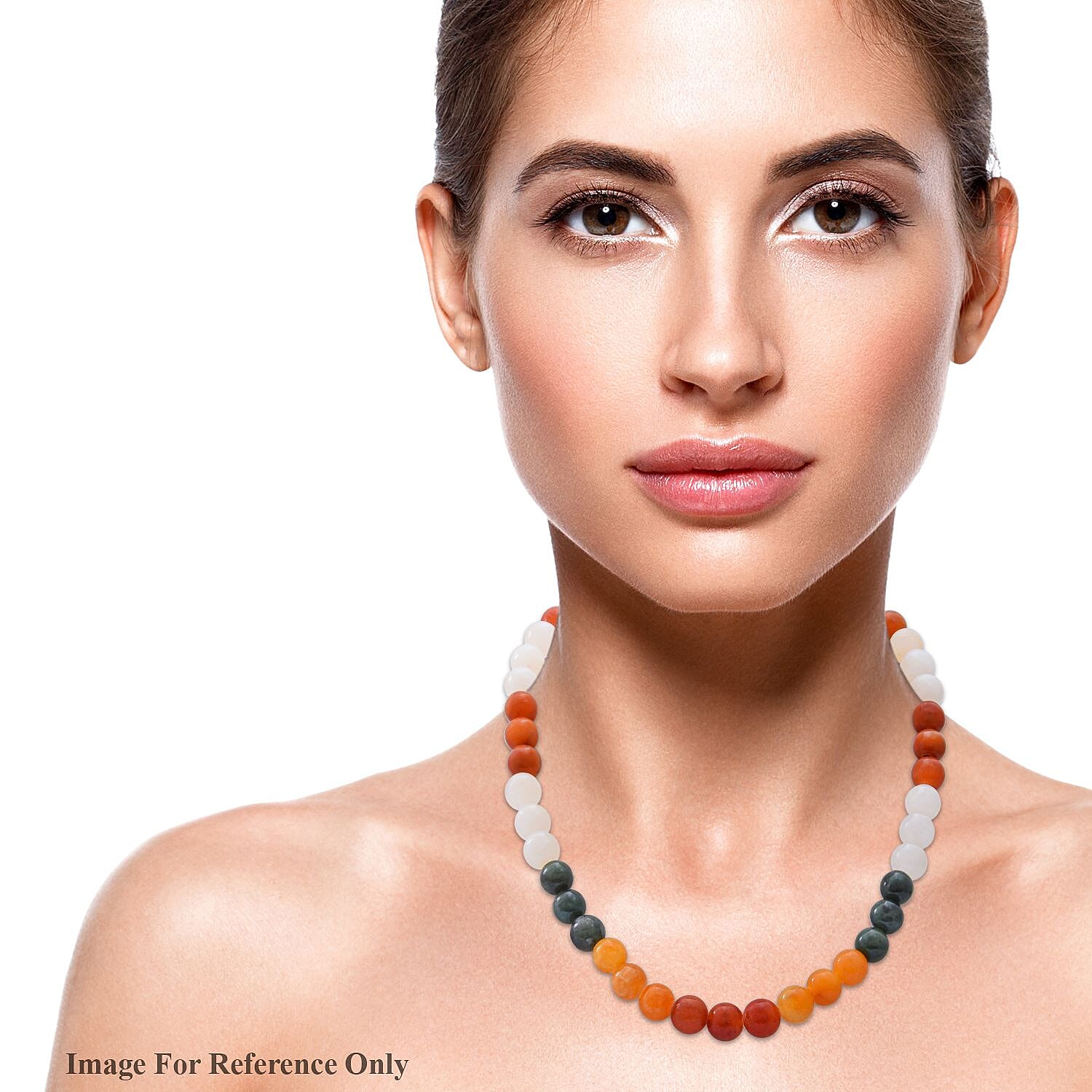 Certified Natural Rainbow Jadeite Necklace (Size - 20) Sterling Silver 500.00 ct