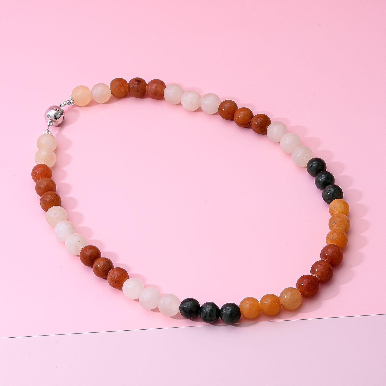 Certified Natural Rainbow Jadeite Necklace (Size - 20) Sterling Silver 500.00 ct