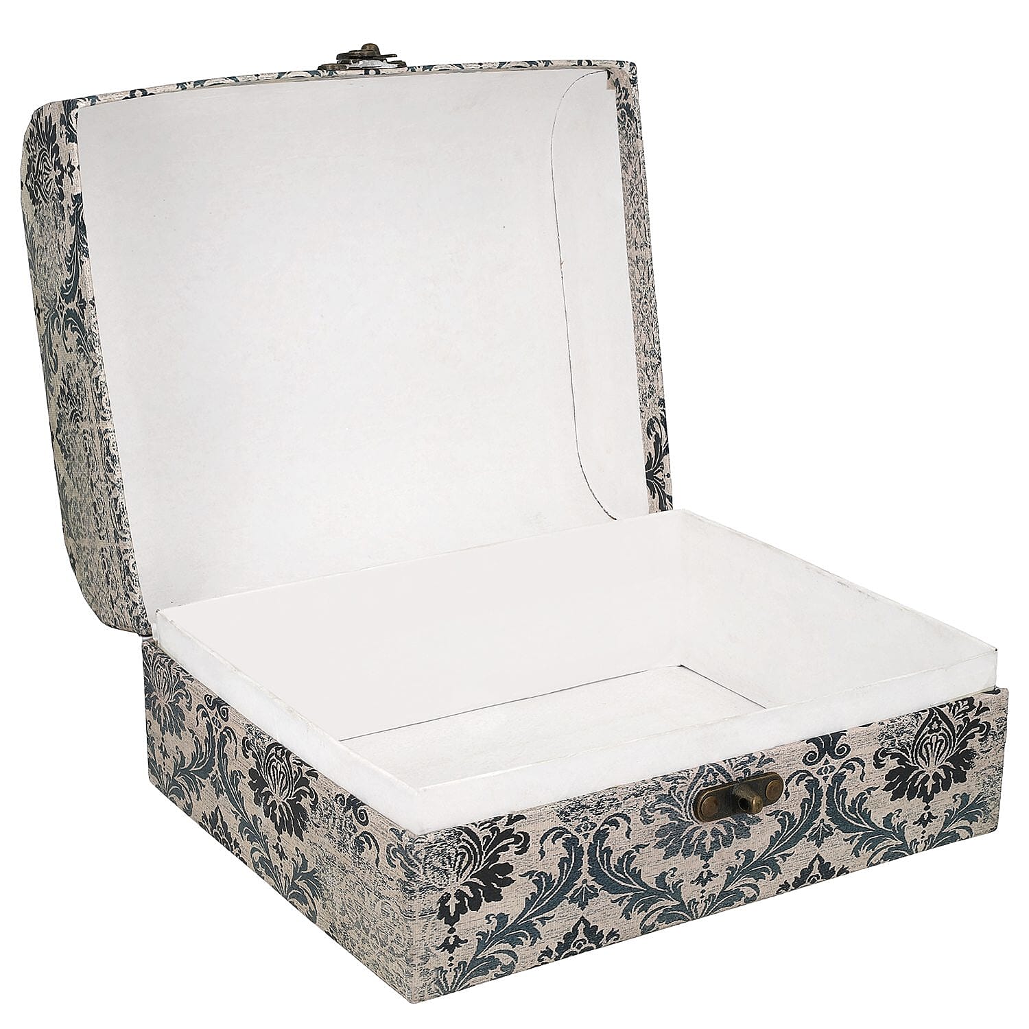 Set of 2 - Textile Pattern Jewellery Box (Size 26x20x13 Cm & 20x15x11 Cm) - Grey