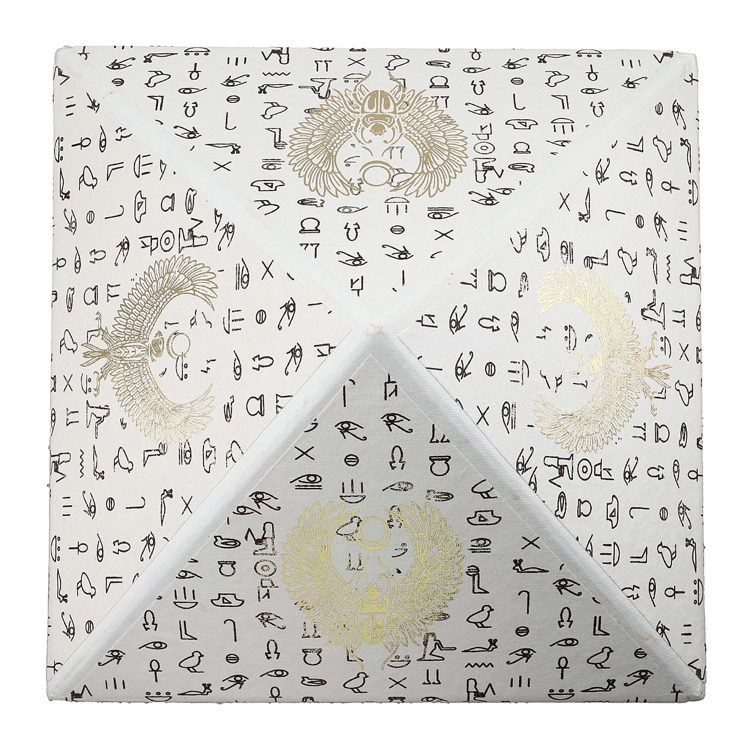Set of 2 Handmade Paper and Handblock Printed Pyramid Shape Boxes - Egyptian Symbols