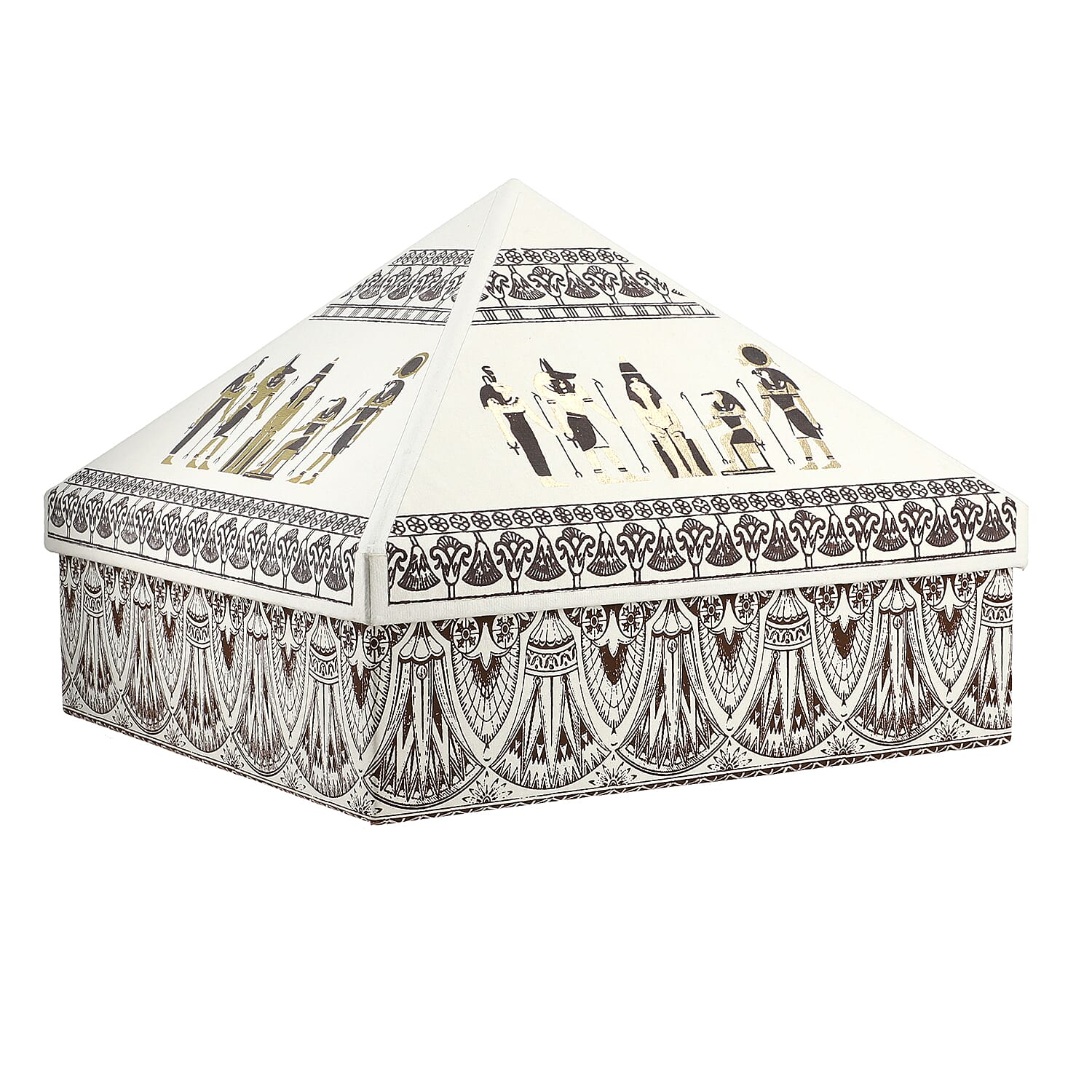 Set of 2 Handmade Paper and Handblock Printed Pyramid Shape Boxes - Egyptian Gods
