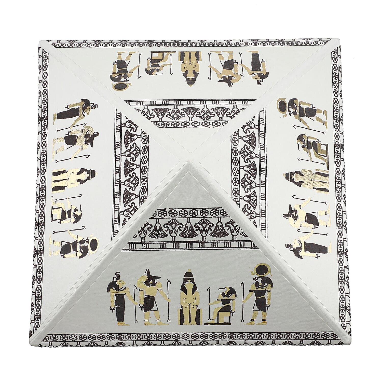Set of 2 Handmade Paper and Handblock Printed Pyramid Shape Boxes - Egyptian Gods