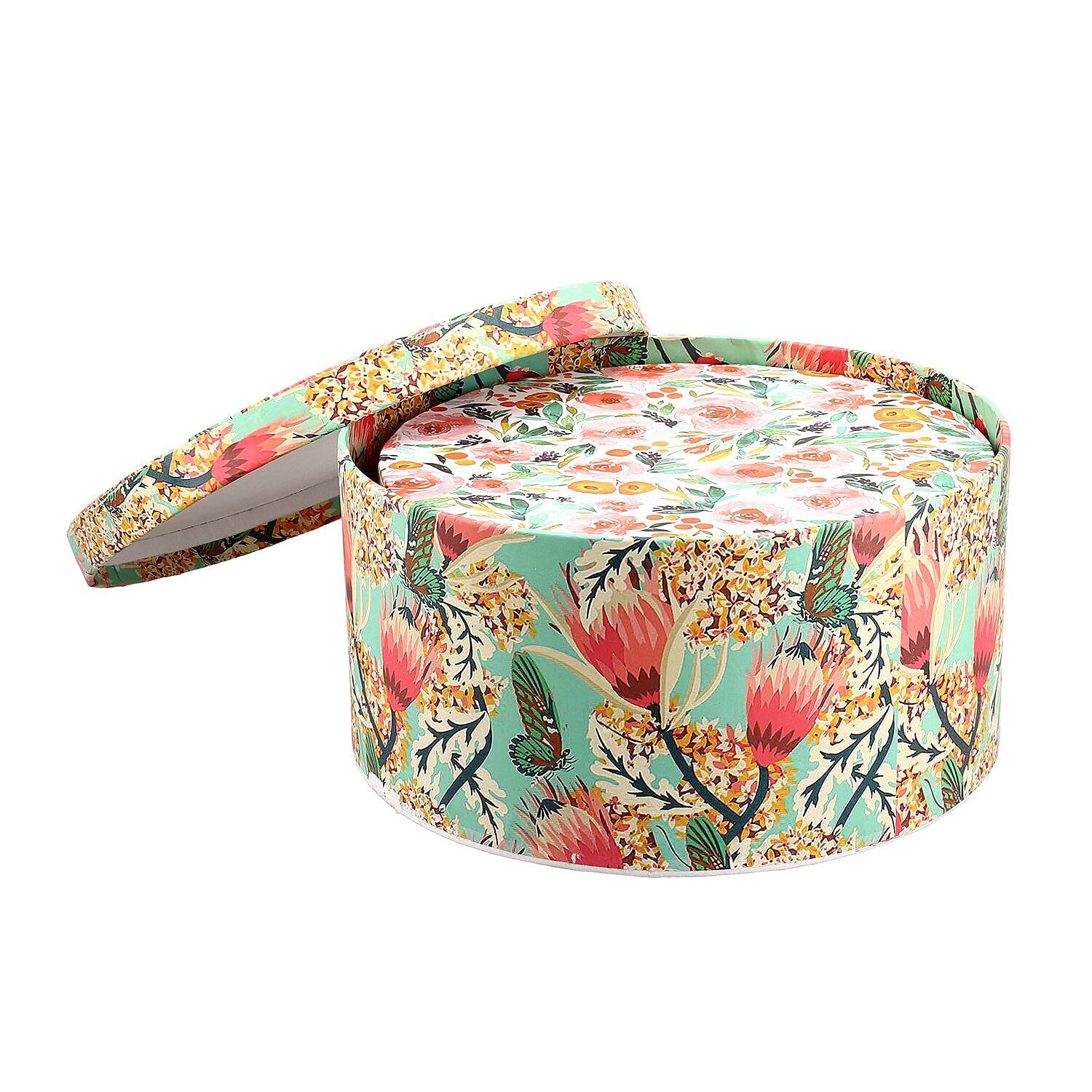 Set of 3 -  Printed Round Multipurpose Gift Box - Multi