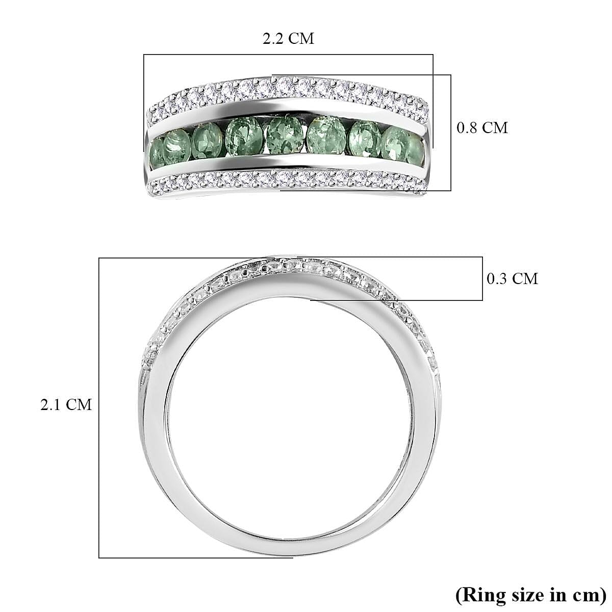 Alexandrite & Natural Zircon Ring in Platinum Overlay Sterling Silver 1.34 Ct.