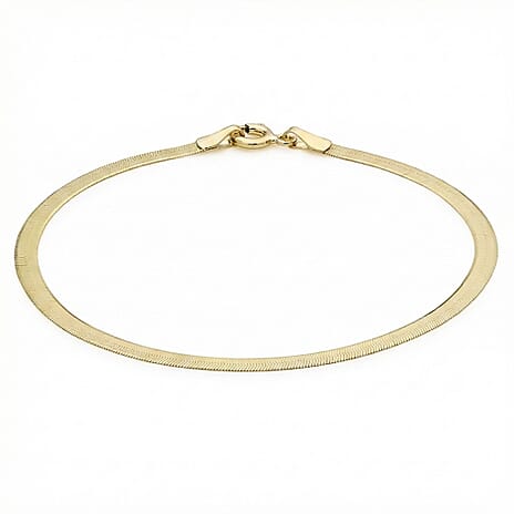 9K Yellow Gold 3mm Herringbone Bracelet 7 Inch