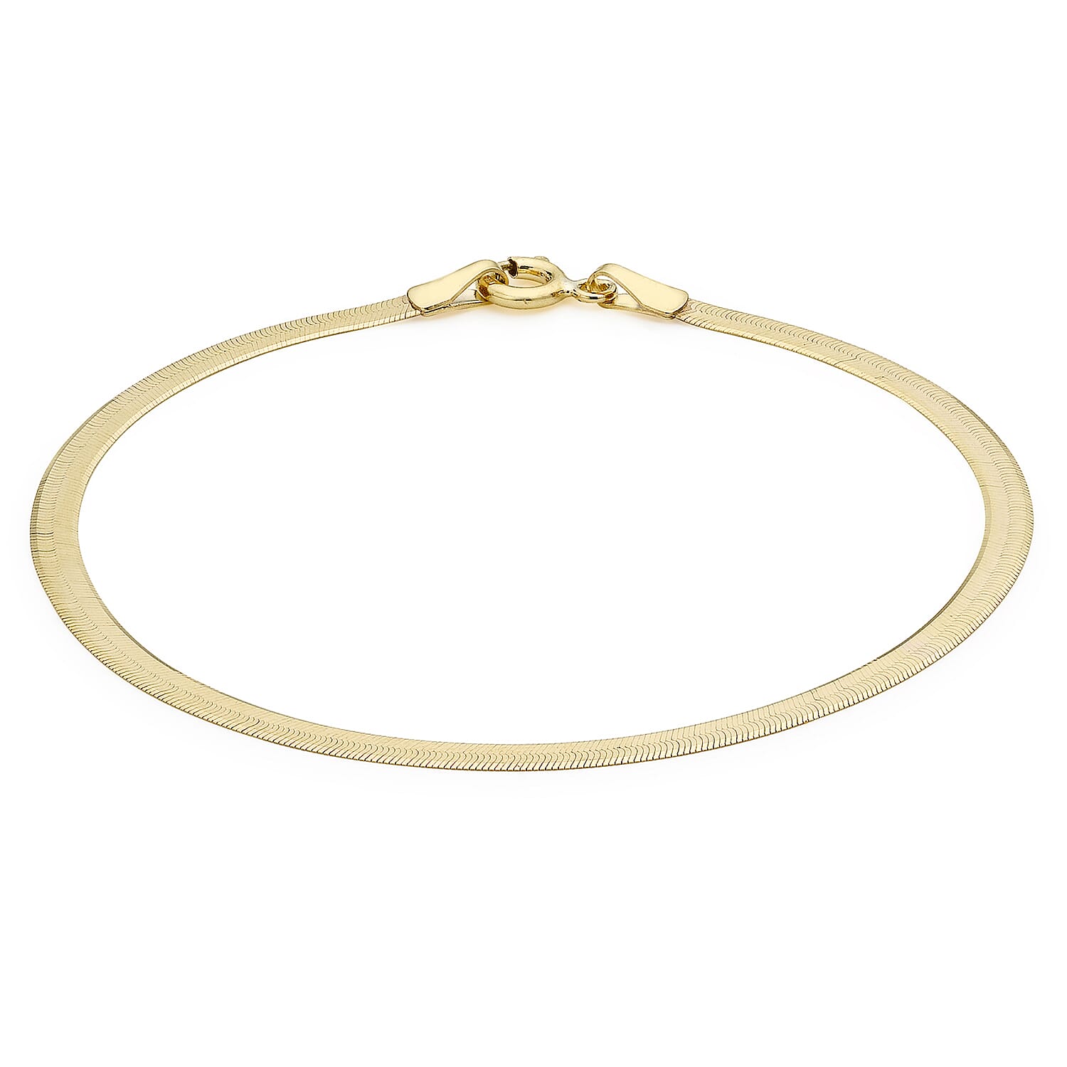 9K Yellow Gold 3mm Herringbone Bracelet 7 Inch