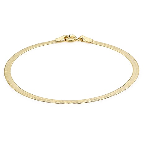 9K Yellow Gold 3mm Herringbone Bracelet 7 Inch