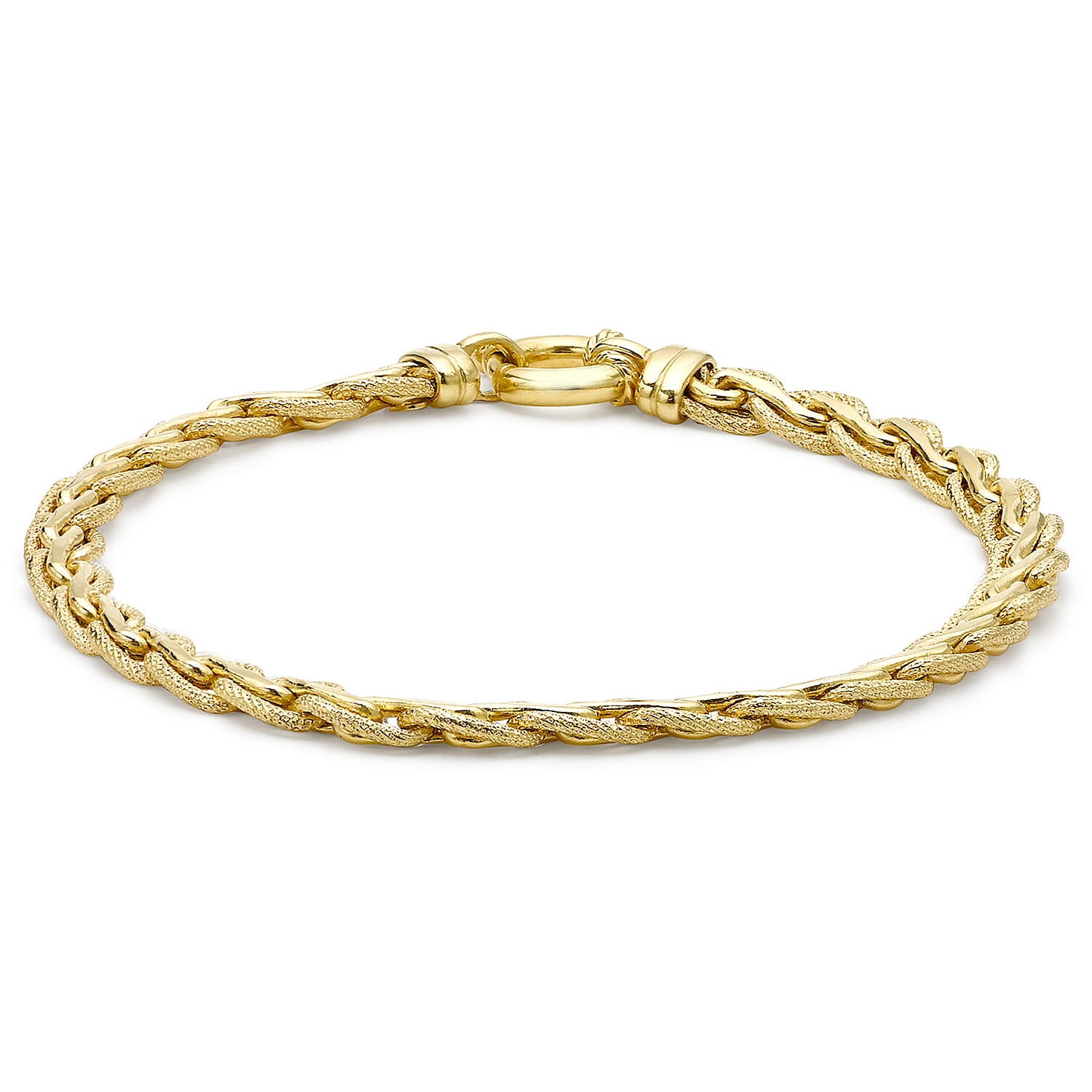 9K Yellow Gold 5mm Textured Spiga Bracelet 7.5 Inch