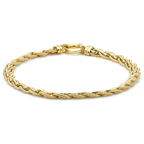 9K Yellow Gold 5mm Textured Spiga Bracelet 7.5 Inch