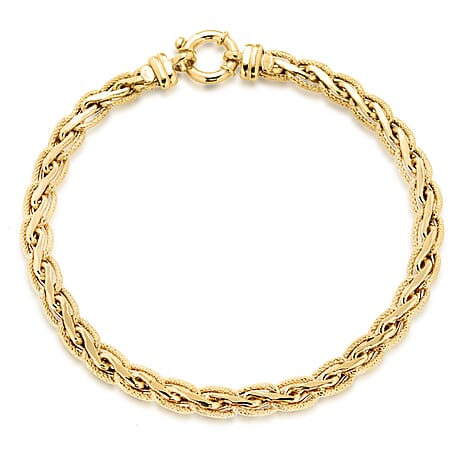 9K Yellow Gold 5mm Textured Spiga Bracelet 7.5 Inch