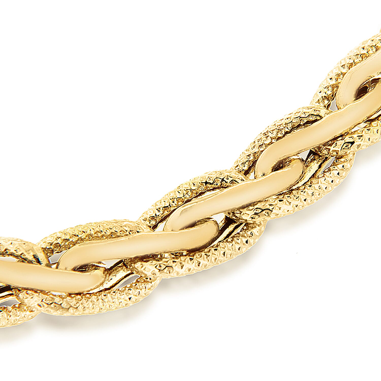 9K Yellow Gold 5mm Textured Spiga Bracelet 7.5 Inch