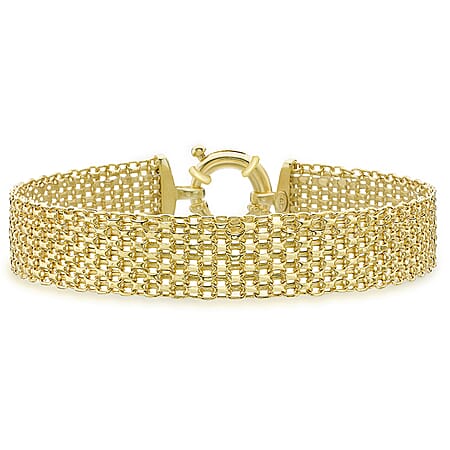 9K Yellow Gold 12mm Bismark Bracelet 7.5 Inch