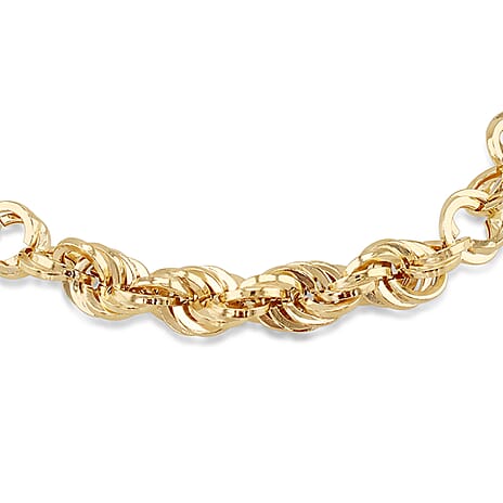 9K Yellow Gold Fancy Rope Link Bracelet 7.5 Inch