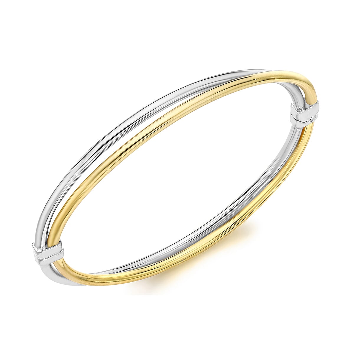 9K Two Colour Gold 5.5mm Double Crossover Bangle