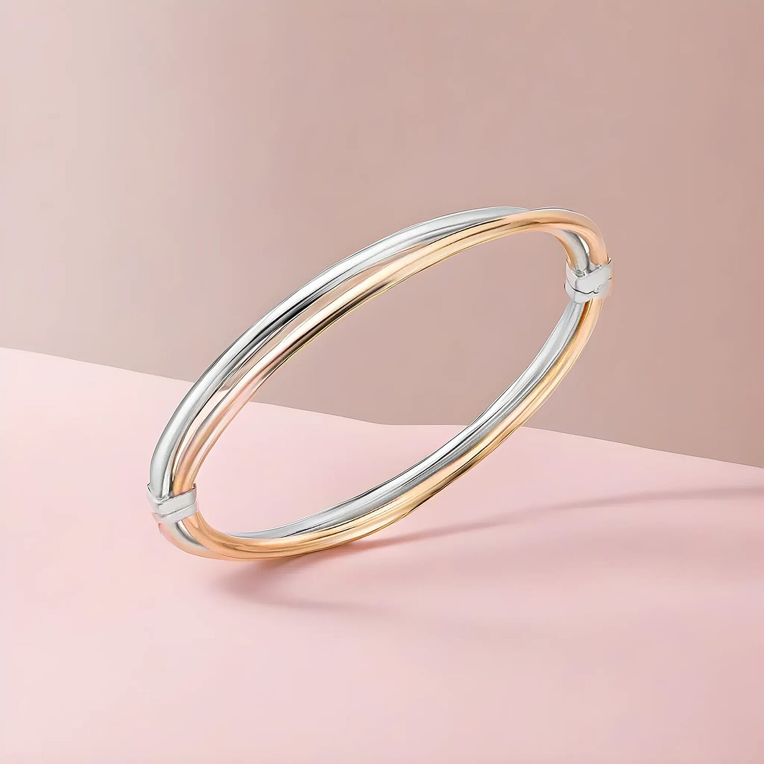 9K Two Colour Gold 5.5mm Double Crossover Bangle