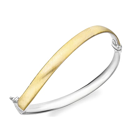 9K Two Colour Gold 6mm Satin Wave Bangle