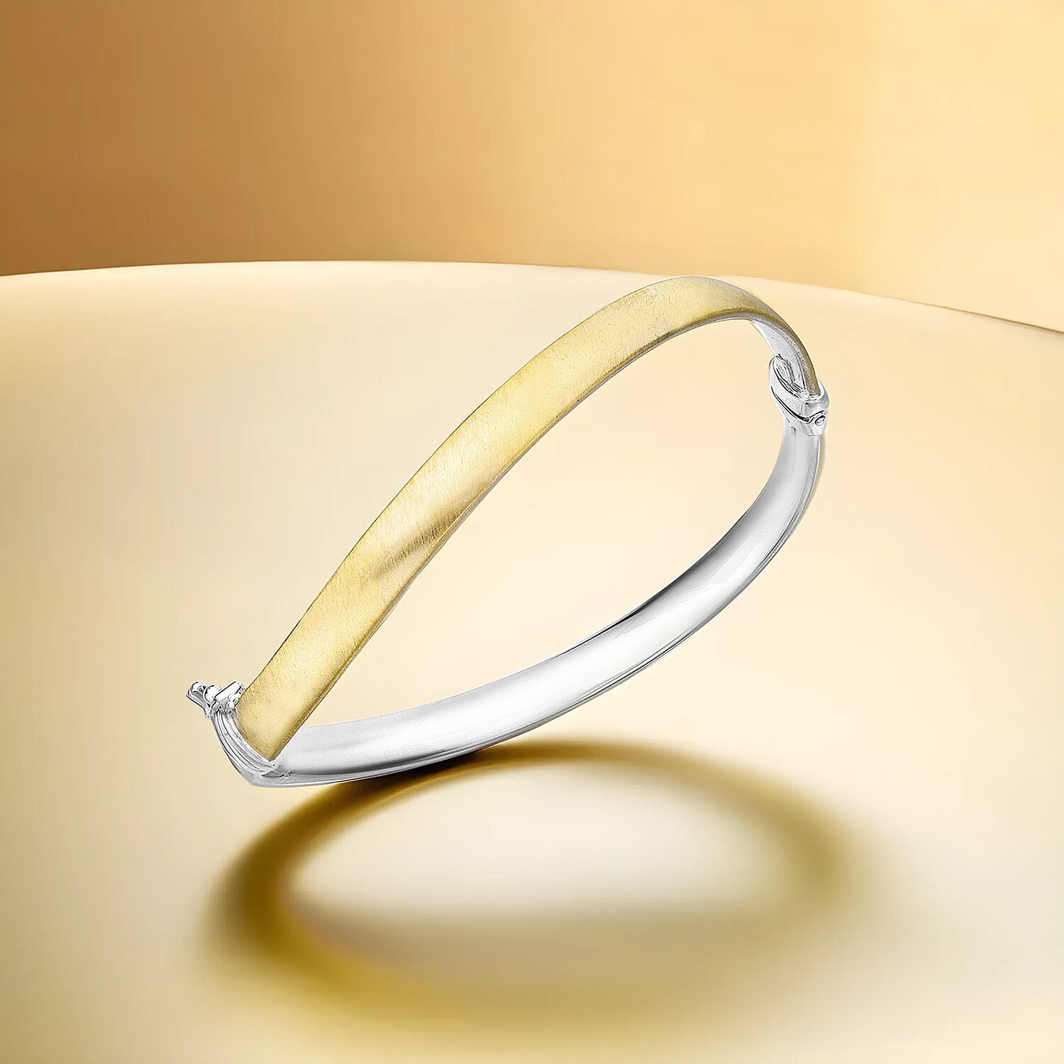 9K Two Colour Gold 6mm Satin Wave Bangle