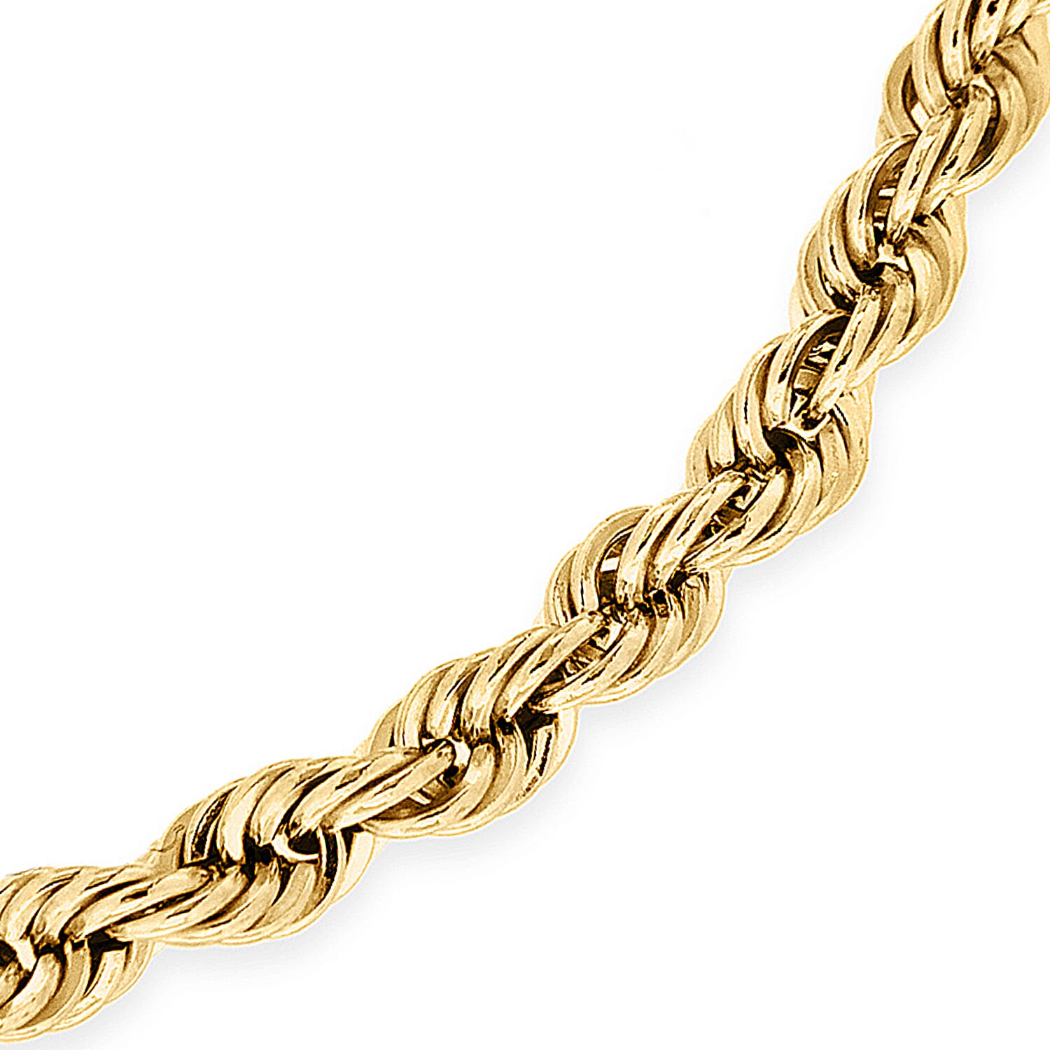 9K Yellow Gold Hollow Rope Chain Bracelet 7 Inch