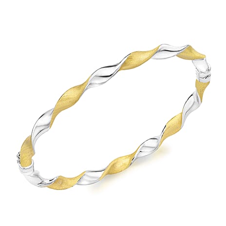 9K Two Colour Gold 5mm Polished And Satin Twist Bangle